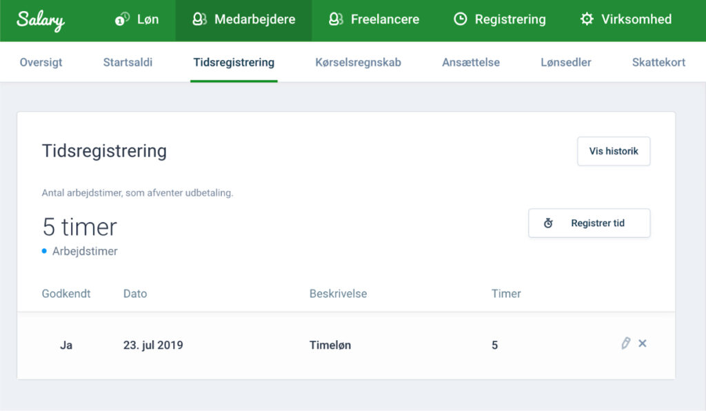 Tidsregistrering er simpelt med Salary
